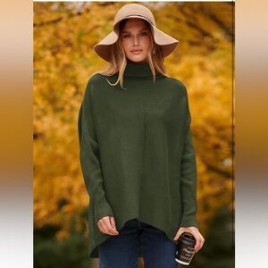 Womens Oversized Turtleneck Batwing Long Sleeve Pullover